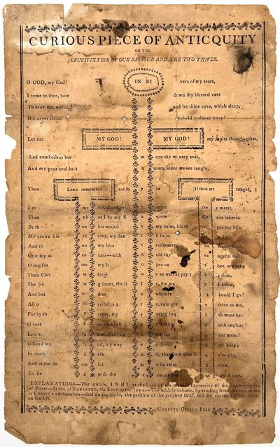 Curious Piece of Anticquity [sic] on the Crucifixtion [sic] of our Saviour and the Two Thieves