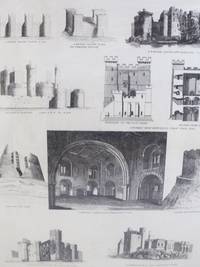 1839 Castellation Engraving Showing Various Historical Fortifications