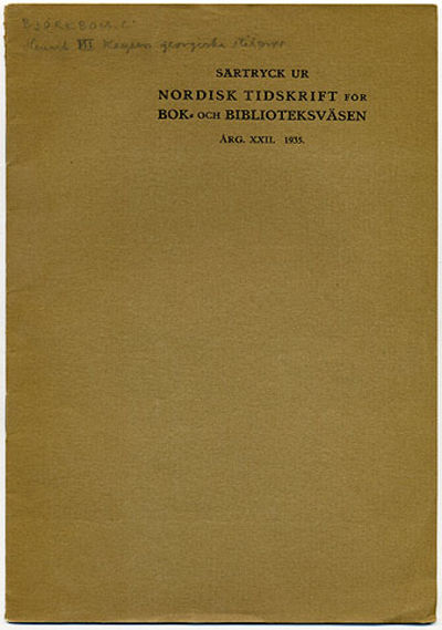 Henrik III Keysers georgiska stilprov. Särtryck…