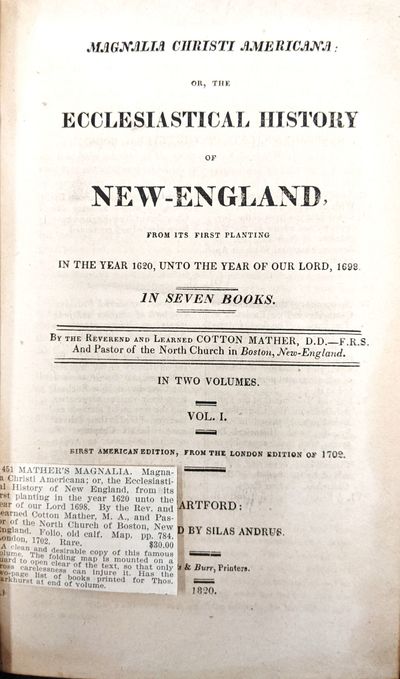 Hartford: Published by Silas Andrus, Roberts & Burr, Printers, 1820. Two volumes. 8vo. 225 x 1 35 mm...