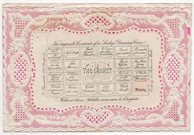The requisite Contents of a Lady's Dressing Case" -- Scarce Novelty 8vo Valentine with Hidden Messages