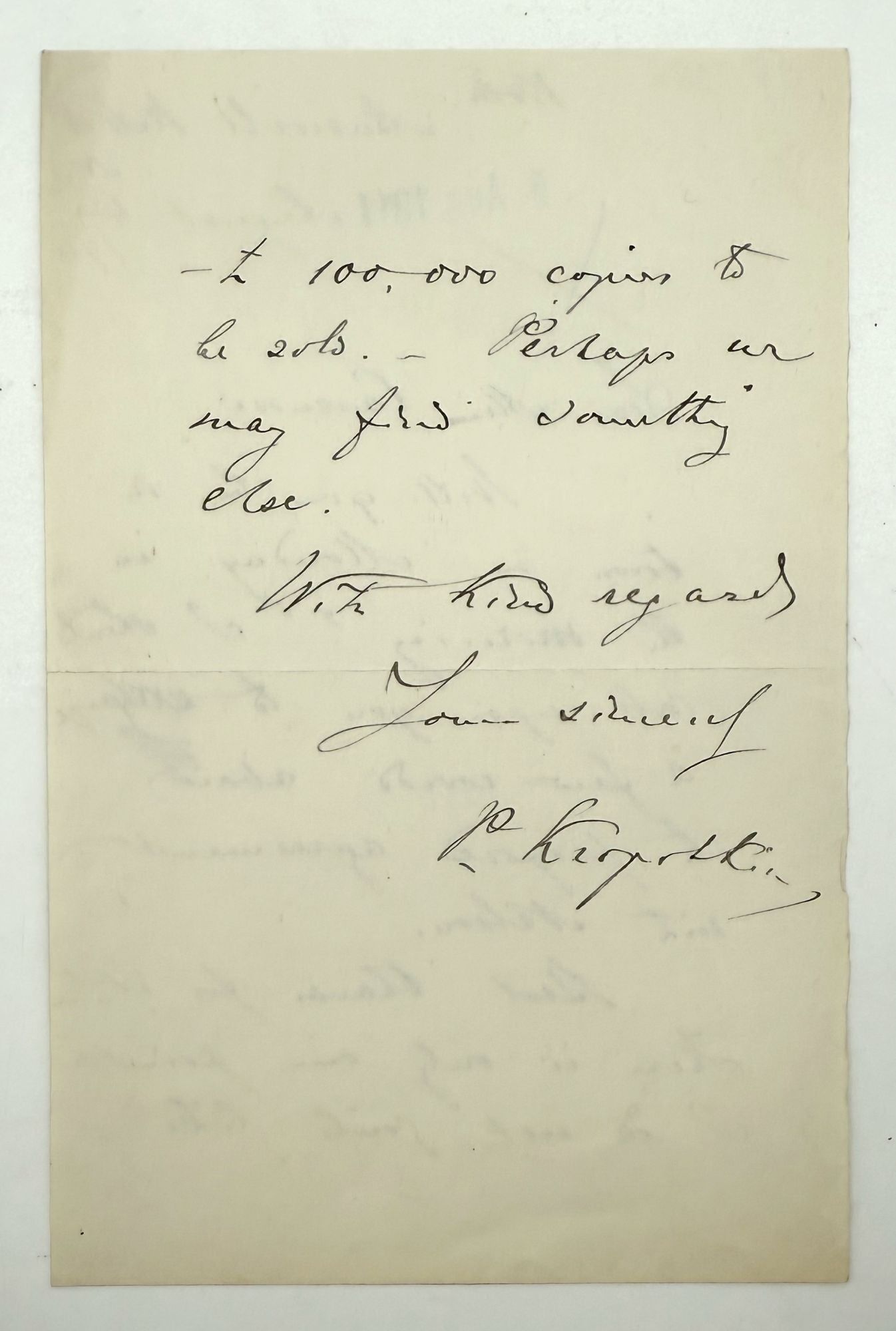 Autograph Letter, signed ("P. Kropotkin"), to Mr. 