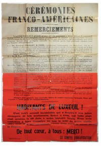 cover of CÉRÉMONIES FRANCO-AMÉRICAINES. REMERCIEMENTS . . . HABITANTS DE LUXEUIL! . . . DE TOUT COUER, À TOUS: MERCI!