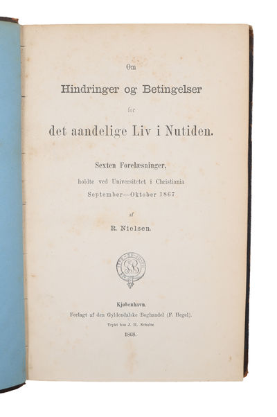 Om Hindringer og Betingelser for det aandelige Liv i Nutiden. Sexten Forelæsninger, holdte ved Universitetet i Christiania September-Oktober 1867. (photo 2)