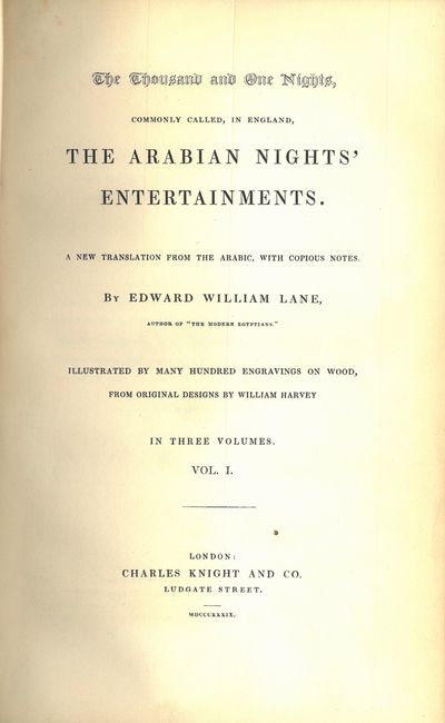 The thousand and one nights, commonly calles, in England, the Arabian nights’ entertainments. A new translation  from the Arabic, with copious notes. By (...), author of “The modern Egyptians”. Illustrated by many hundred engravings on wood, from original designs by William Harvey. In three volumes. I-III. (photo 2)
