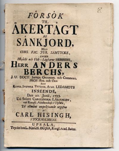Försök til åkertägt af sänkjord. A.a.