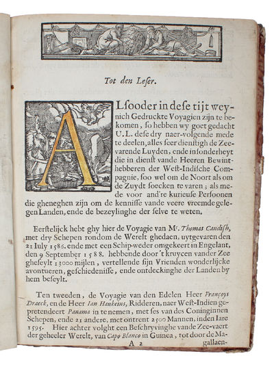 Iournalen van drie Voyagien, Te weten: 1. Van Mr. Thomas Candish, met drie Schepen de Magellaensche Strait rondom de Werelt, in den Iare 1586, 1587, en 1588. hebbende doot 't kruycen van der Zee gheseylt 13000 Mijlen. - 2. Vande Heer Fransoys Draeck... (photo 3)