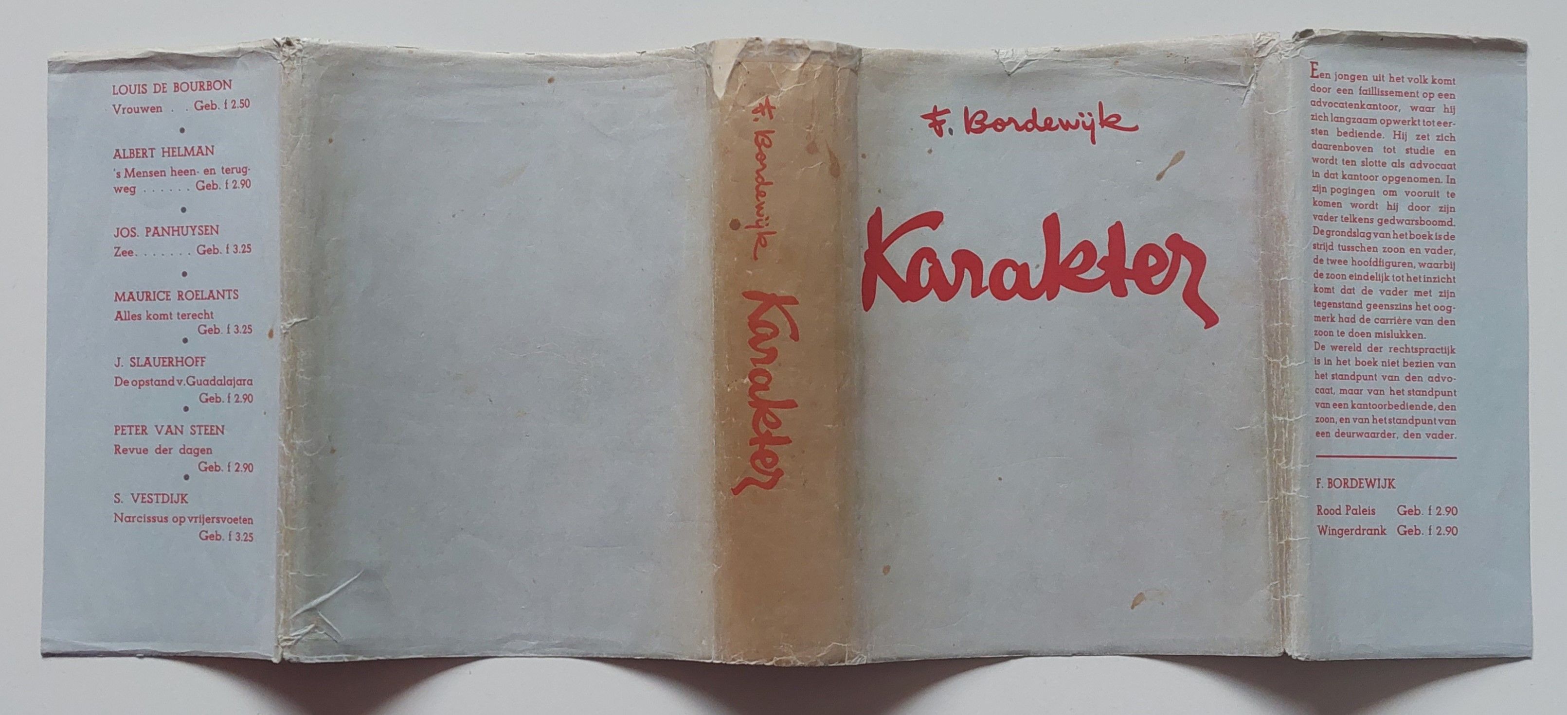 Karakter. Roman van zoon en vader by F Bordewijk - 1st Edition - 1938