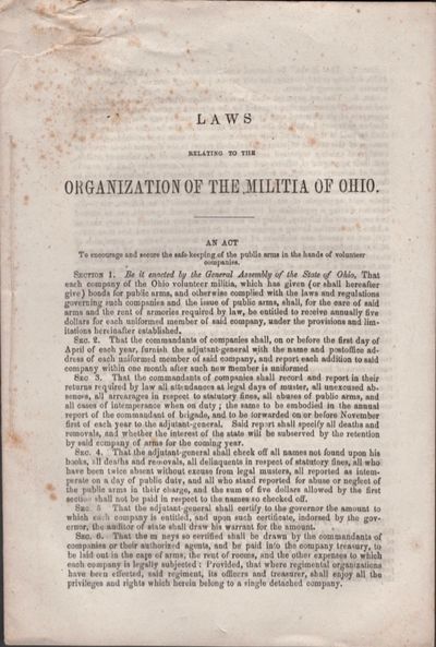 Laws Relating to the Organization of the Militia of Ohio