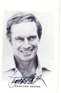 image of Black & white photo signed (Charlton, 1924-2008, American Actor and Political Activist)