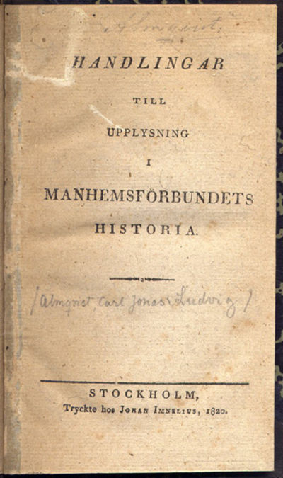Handlingar till upplysning i Manhemsförbundets…