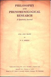 One and Many__Philosophy and Phenomenological Research, A Quarterly Journal__Vol. XXVI by F.G Asenjo - Paperback - Pamphlet - 1966 - from San Francisco Book Company (SKU: P19557)