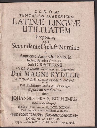 Tentamen academicum Latinæ lingvæ utilitatem…