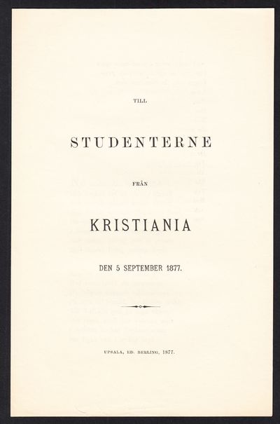 Till studenterne från Kristiania den 5 september…