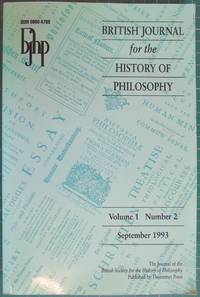 cover of British Journal for the History of Philosophy Volume 1 Number 2 September 1993
