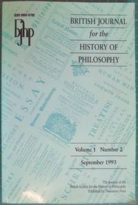 British Journal for the History of Philosophy Volume 1 Number 2 September 1993 by various - 1993