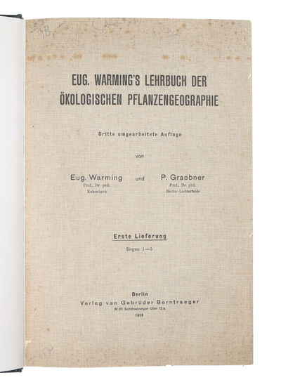 Lehrbuch der ökologischen Pflanzengeographie.…