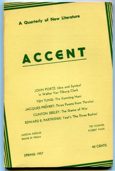 Urbana, Illinois: Accent/ Department of English of the University of Illinois, 1957. Softcover. Near...