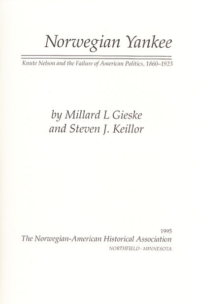 Norwegian yankee. Knute Nelson and the failure of…