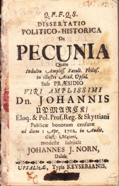 De pecunia. Diss.