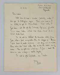 Please believe that I don't either love or hate the entire sex of women." - An 18 April 1929 autograph letter signed by T. E. Lawrence "of Arabia" to an Arab Revolt comrade, former Royal Flying Corps pilot B. E. Leeson, the letter noteworthy for displaying Lawrence's convoluted feelings about both his public persona and the opposite sex