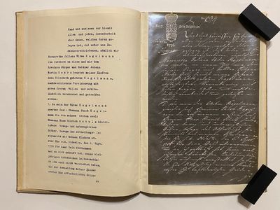 [PALEOGRAPHY, GERMAN 18th Century]. Erbteilung Kagelmann-Oldesloe (cover title). [Transcriptions of German documents dated 1776]