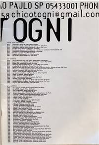CHICO TOGNI: RUA GIRASSOL 594 AP 502 SÃO PAULO SP 05433001 PHONE.; 58chicotogni@gmail.com