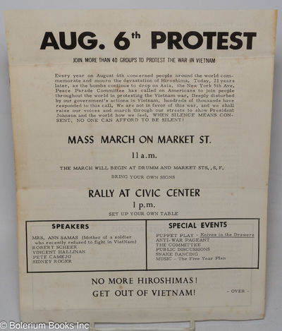 Aug. 6th Protest. No More Hiroshimas! Get Out of Vietnam! [handbill]