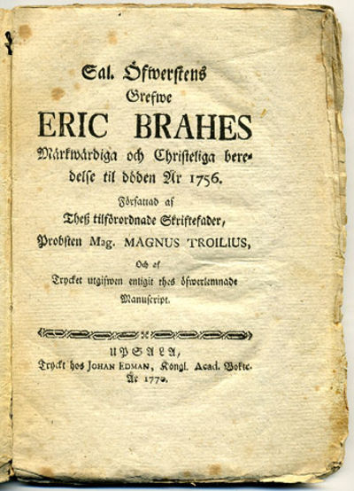 Sal. öfwerstens grefwe Eric Brahes märkwärdiga…