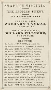 [Small Broadside or Handbill]: State of Virginia. The People's Ticket. 7th November 1848. For...