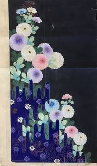 [A striking archive of hand-painted kimono designs from the design department of Marubeni Shoten, Ltd., and also including their contracted design studios such as the Keimeikai Textile & Dyeing Studio, and the Tanioka Shoten Design Department. These often large and extraordinary designs encompass a broad range of traditional Japanese motifs, such as ornamental fans, flowers, landscapes, sailing junks, house crests, and animals often with annotations, revision notes, as well as references to potential clients].