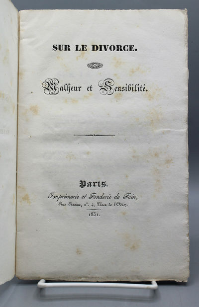 Sur le Divorce. Malheur et Sensibilité.