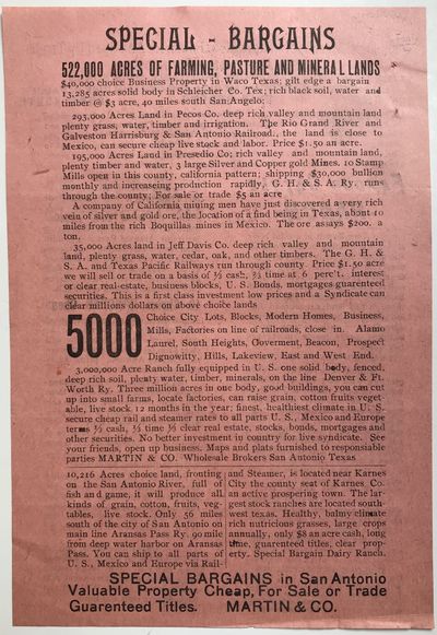 Special Bargains. 522,000 Acres of Farming, Pasture and Mineral Lands... [caption title]