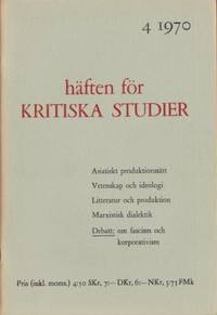 Häften för kritiska studier 4 1970.