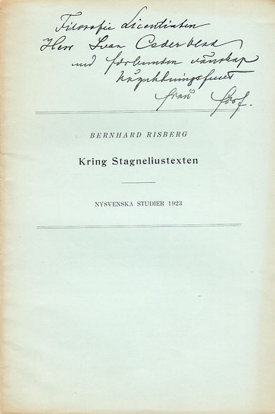 Kring Stagneliustexten [= rubrik].