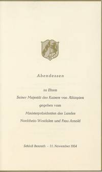 Abendessen, zu Ehren Seiner Majestat des Kaisers von Aithiopien, gegeben vom Ministerprasidenten des Landes Nordrhein-Westfalen und Frau Arnold. Schloss Benrath, 11 November 1954