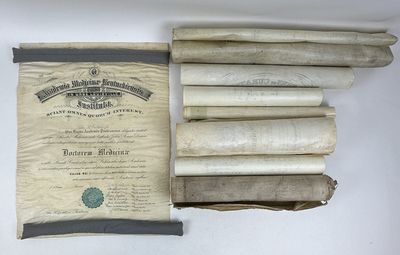 19th AND EARLY 20th-CENTURY MEDICAL SCHOOL DIPLOMA LOT [Nine Documents]