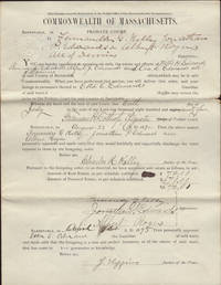 Documents Legal (Guardian's Inventory): Commonwealth of Massachusetts, Barnstable ss., Probate Court. by Alfred J. and Ora B. (all of Dennis) Sherman L. - Signed First Edition - from OLD WORKING BOOKS & Bindery (Est. 1994) (SKU: OWBDOC113740)