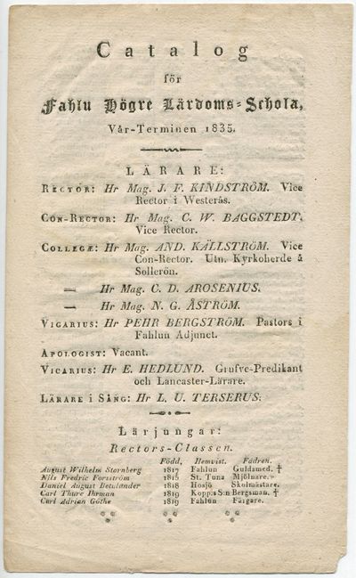 Catalog för Fahlu högre lärdoms-schola,…