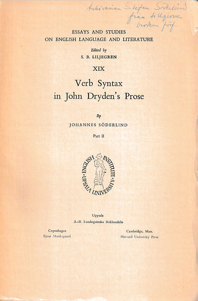 Verb syntax in John Dryden’s prose. Part II.