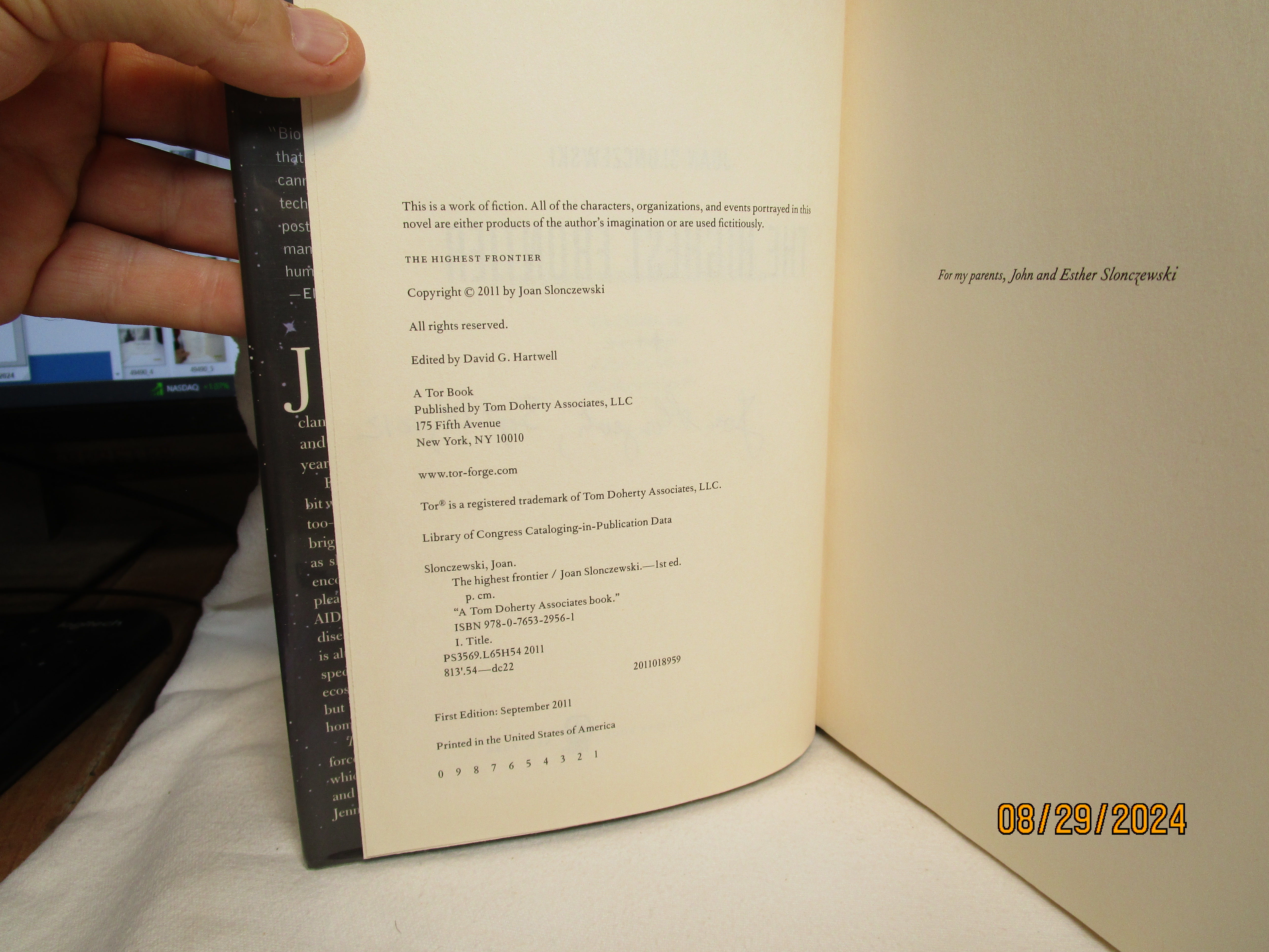 The Highest Frontier by Slonczewski, Joan Hardcover 2011 Tor