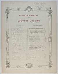 'La terre les eaux va buvant', mock-serious song for voice and piano, (Pierre de,...