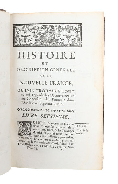 Histoire et description generale de la Nouvelle France, avec le journal historique d'un voyage fait par ordre du Roi dans l'Amerique septentrionale. Tome Seconde. (photo 4)