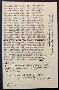 notes pour JAVA HEAD god kiss william burroughs amphetamine IBM -- Lettered Copy by Patti Smith - 1973