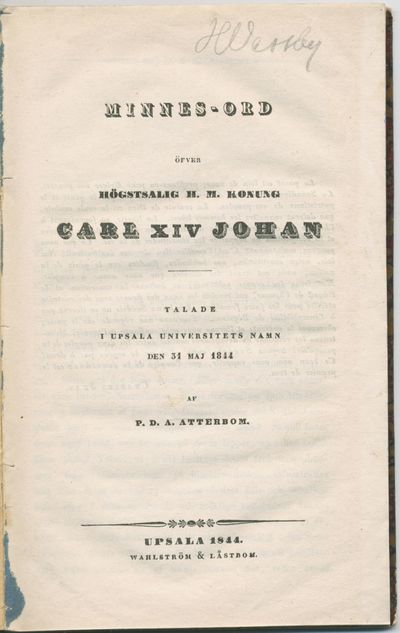 Minnes-ord öfver högstsalig h.m. konung Carl XIV…