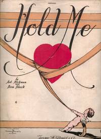 image of HOLD ME SHEET MUSIC-SELLING FRONT COVER ONLY SHOWING CUPID WRANGLING A HEART WITH RIBBON