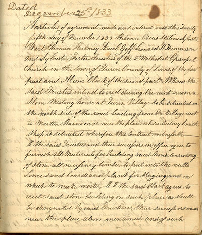 Manuscript Minute Book for the Methodist Episcopal Church of Turin, Lewis County, New York, 1833-1906
