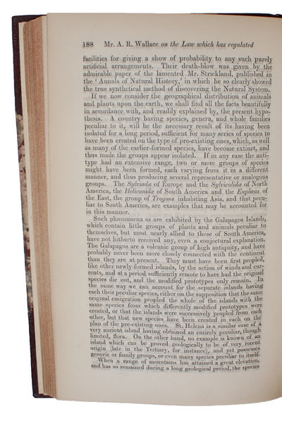 On the Law which has Regulated the Introduction of New Species. [In: The Annals and Magazine of Natural History. Second Series, Volume 16]. - [INAUGURATING THE DISCOVERY OF THE ORIGIN OF SPECIES] (photo 13)