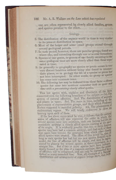 On the Law which has Regulated the Introduction of New Species. [In: The Annals and Magazine of Natural History. Second Series, Volume 16]. - [INAUGURATING THE DISCOVERY OF THE ORIGIN OF SPECIES] (photo 5)