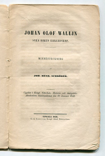 Johan Olof Wallin Svea rikes erkebiskop.…